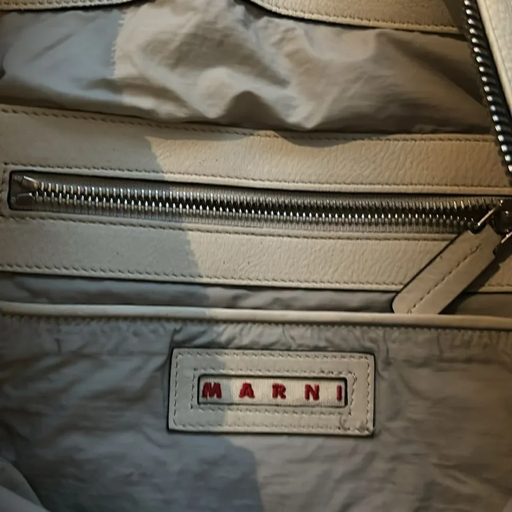 Marni Super Oversized Lambskin Hobo Bag in Off White